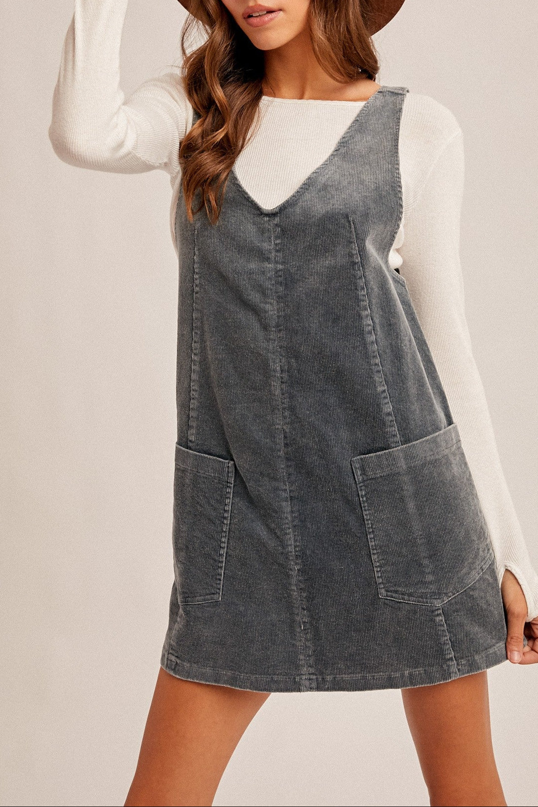 Snow Wash Corduroy Dress - Blue