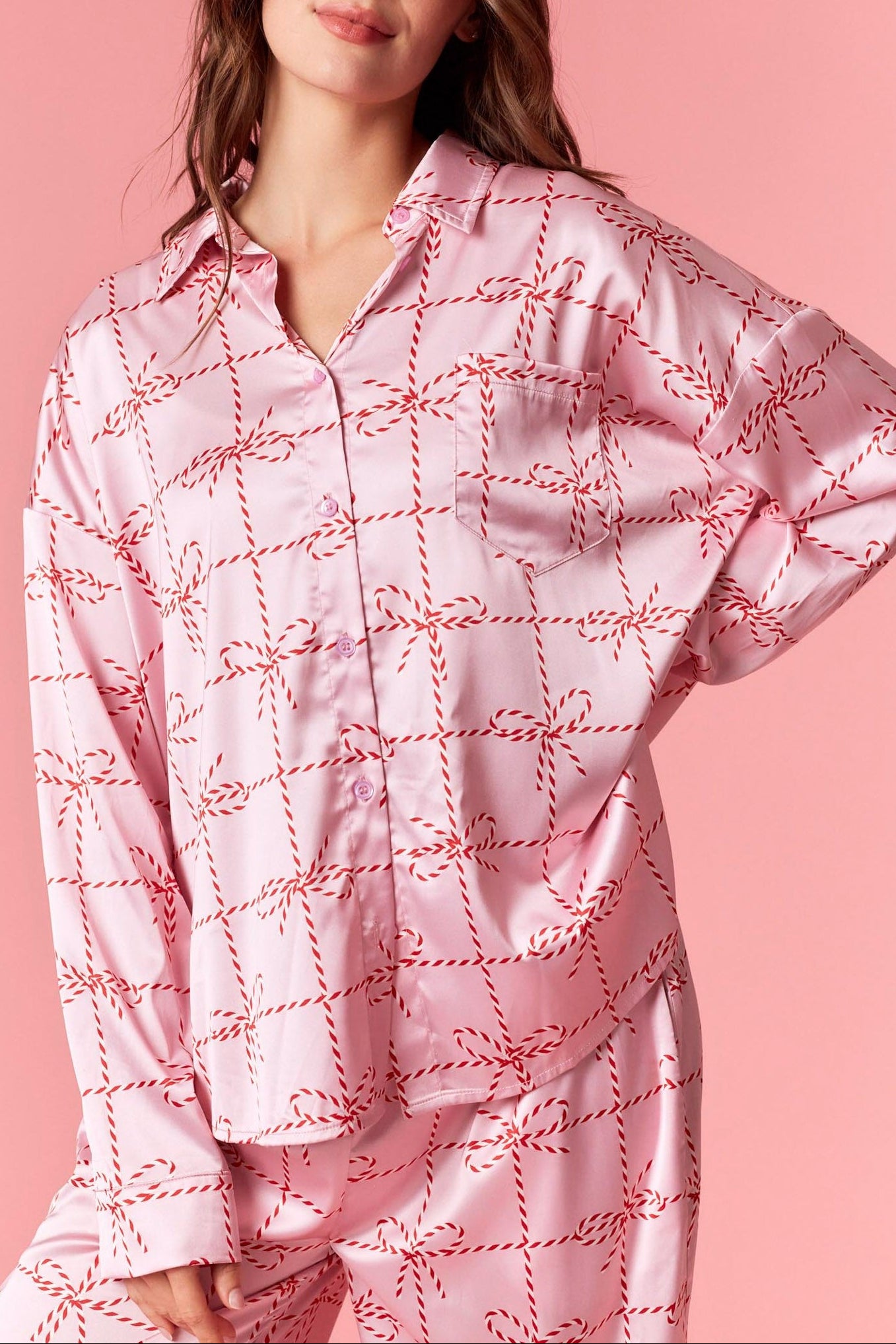 Christmas Bow Satin PJ Set