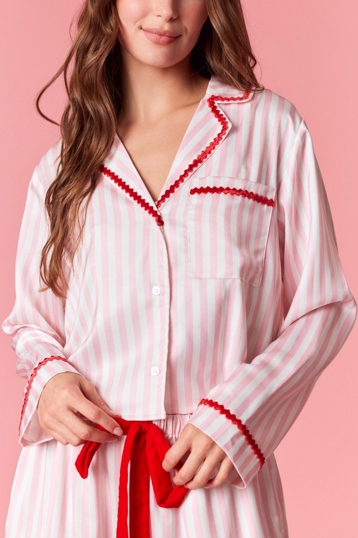 Christmas Stripe PJ Set - Pink/Red