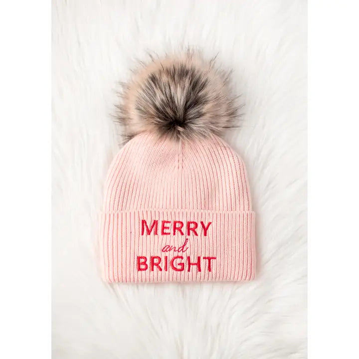 Merry & Bright Pom Hat - Blush