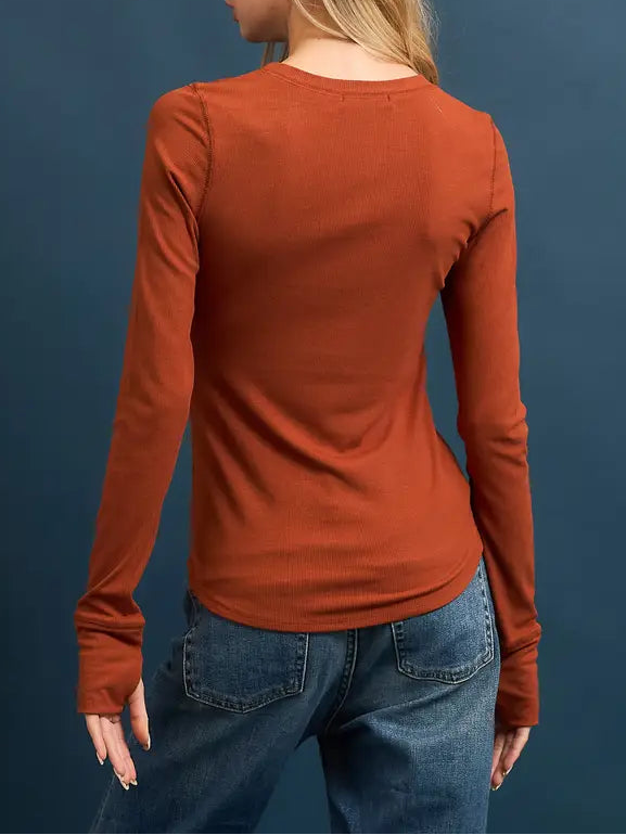 Nora Fitted Top - Rust