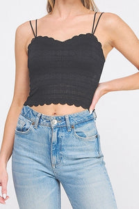 Scallop Edge Bralette - Black