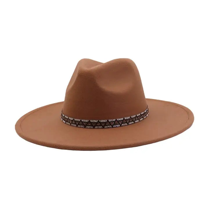 Wide Brim Wool Blend Fedora Hat