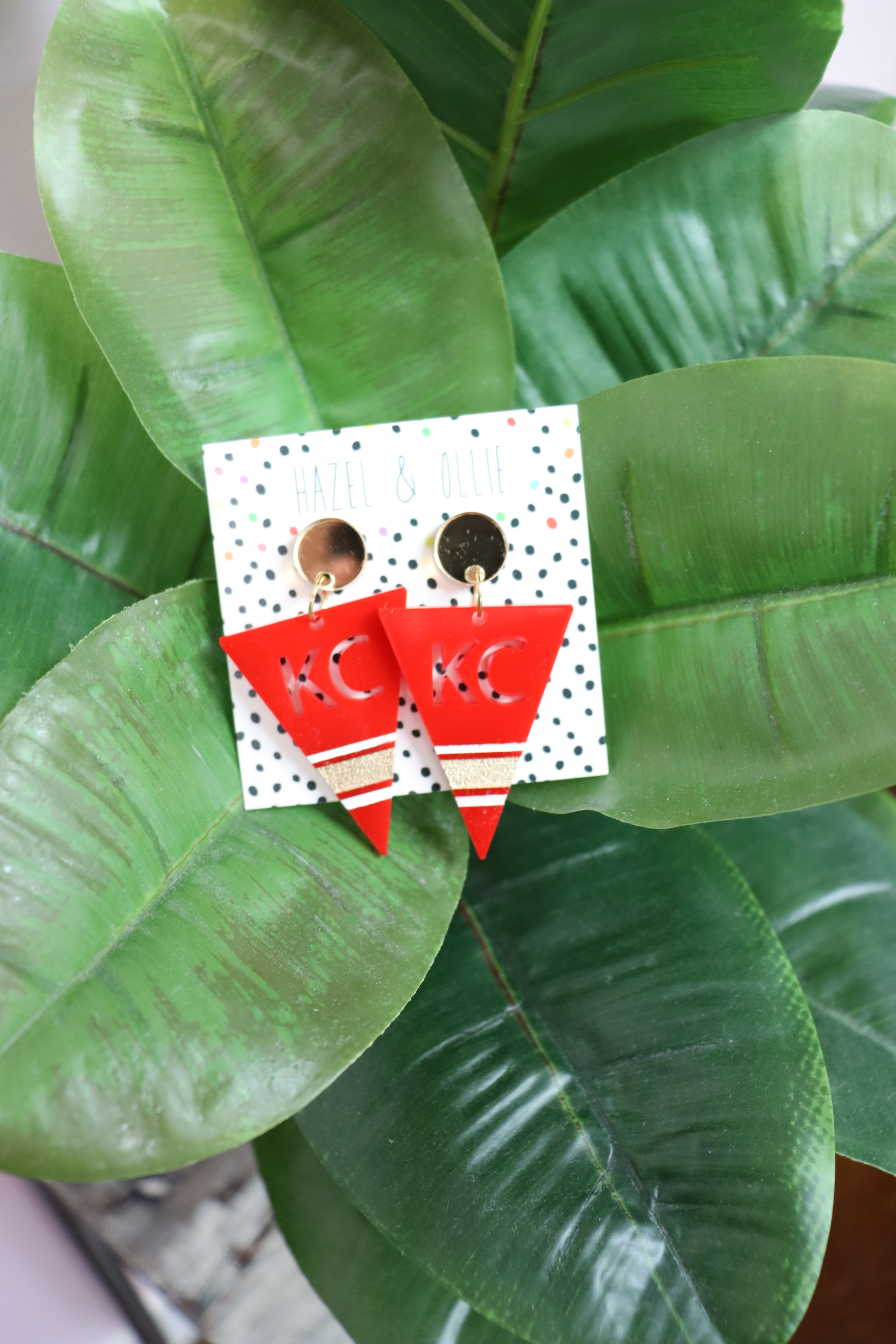 KC Pennant Earrings- Red