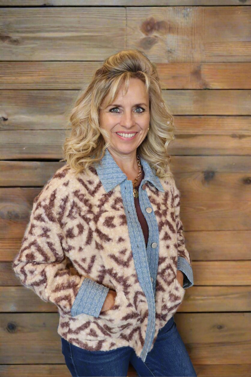 Faux Fur Print Jacket