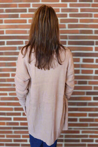 Stripe Textured Cardigan - Taupe