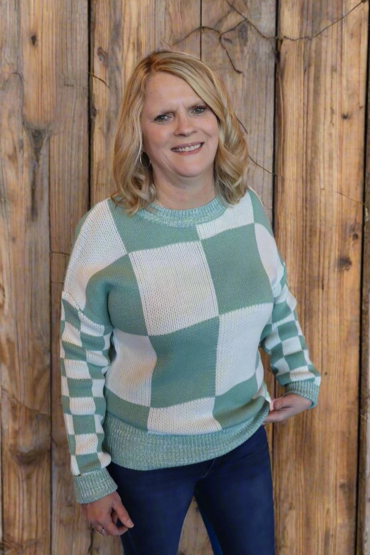 Green Colorblock Sweater