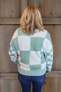 Green Colorblock Sweater