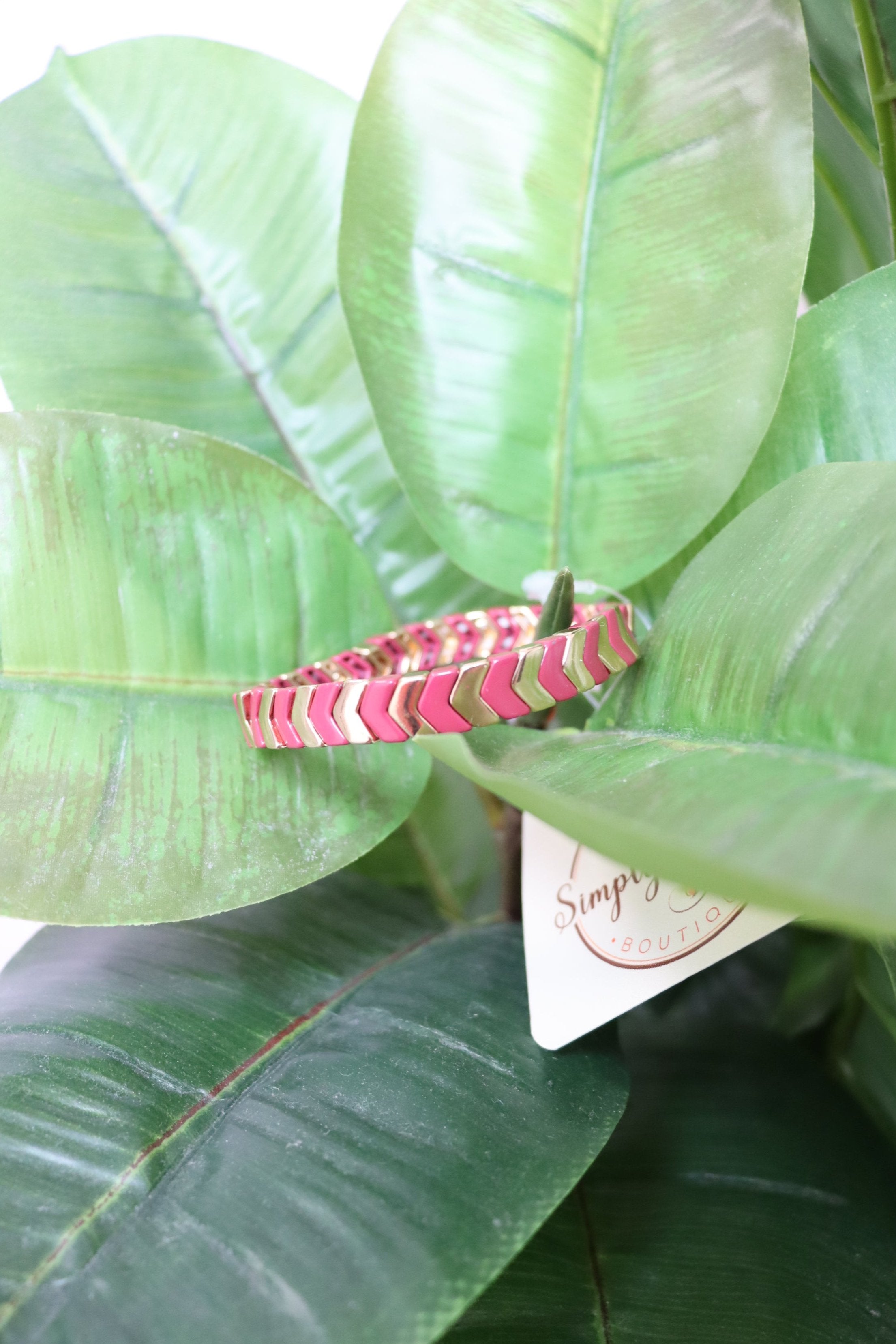 Chevron Bracelet - Maroon/Gold