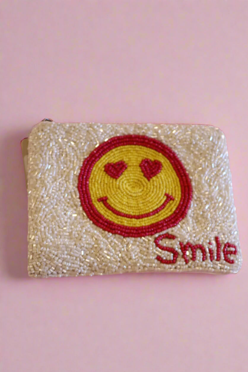 Smile Beaded Coin Purse