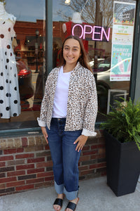 Risen Cream Leopard Denim Jacket