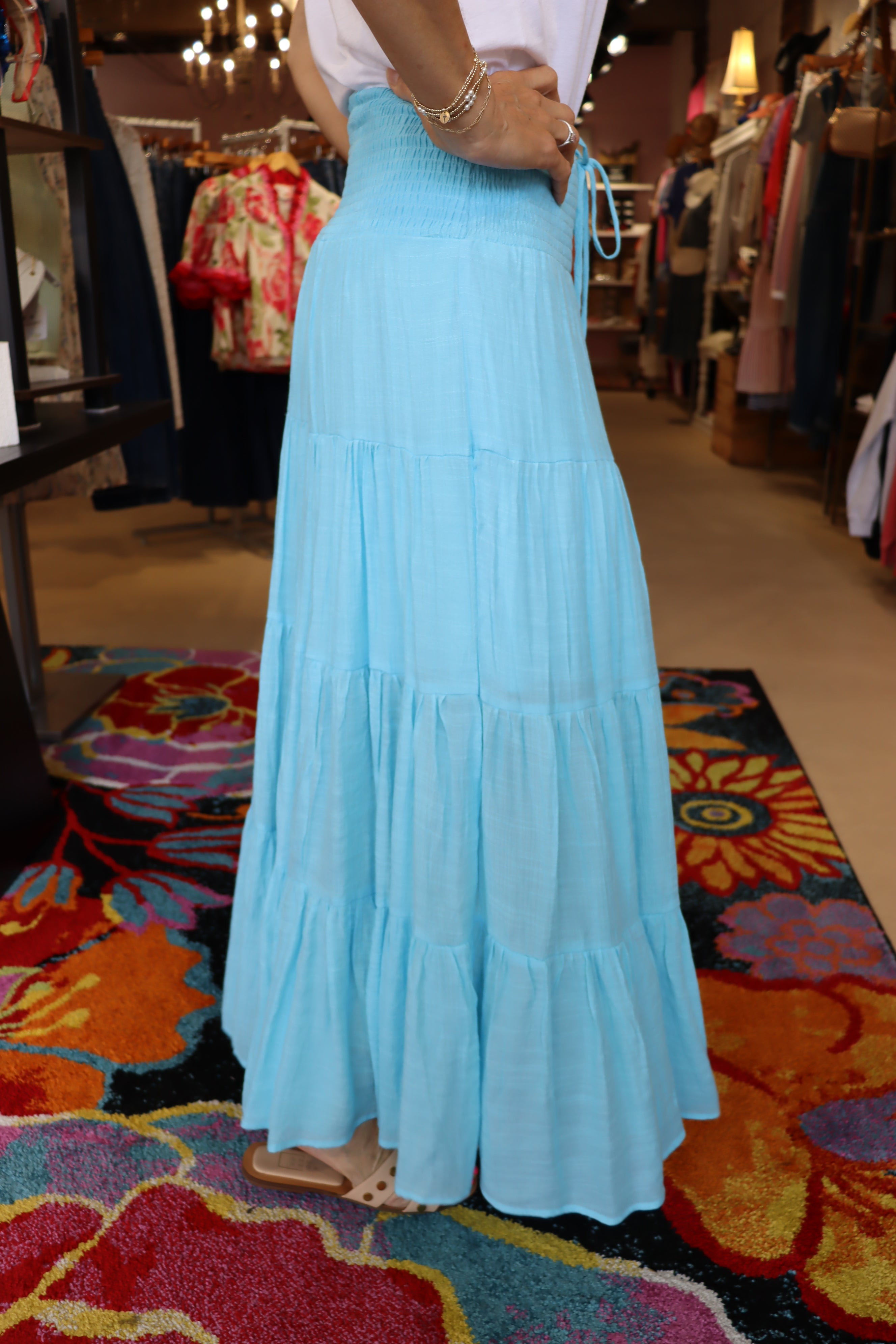 Smocked Tiered Maxi Skirt