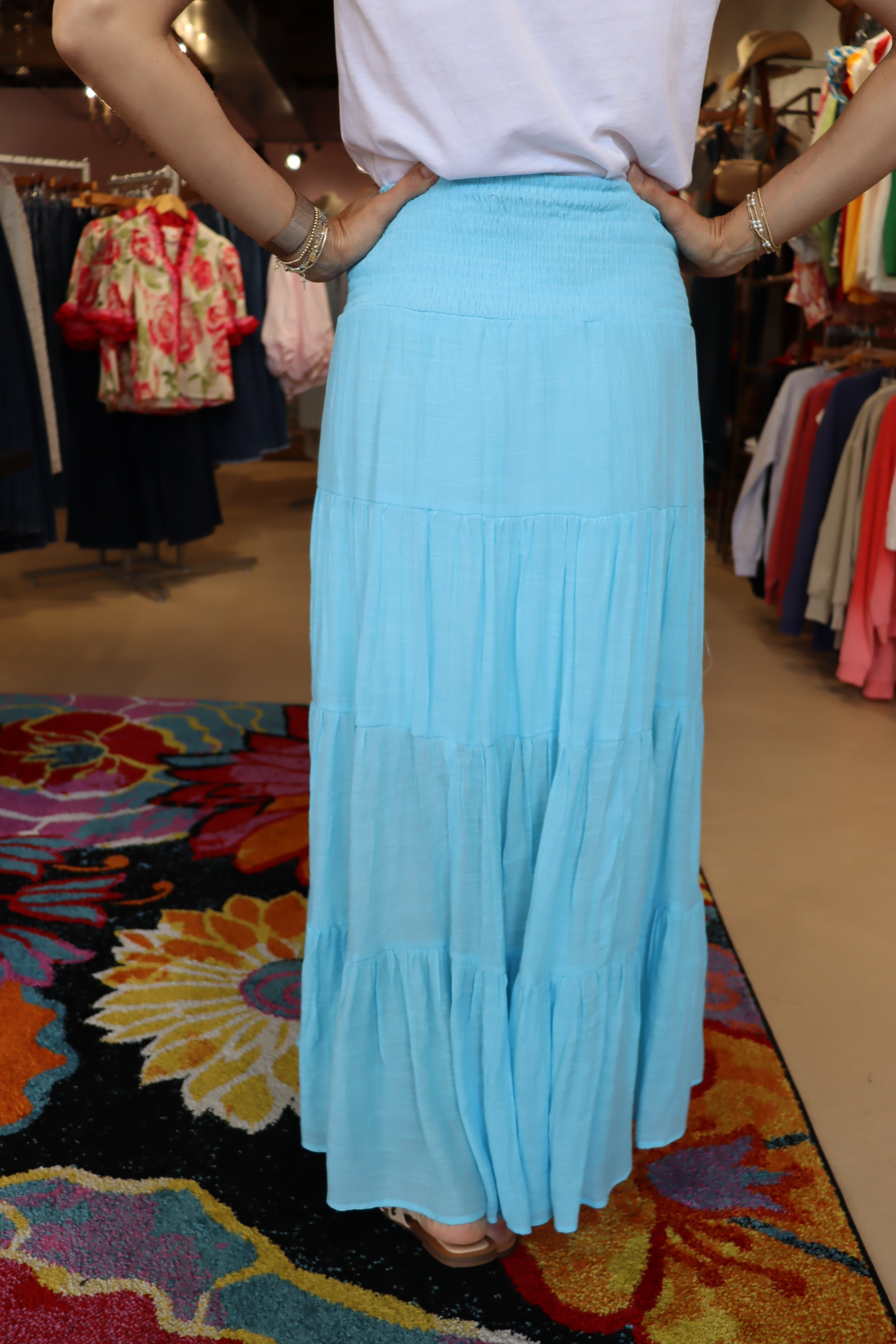 Smocked Tiered Maxi Skirt