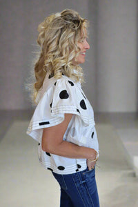 Pintuck Top - Ivory/Black