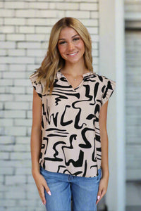 Abstract Ruffled Top