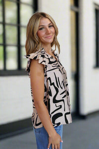 Abstract Ruffled Top