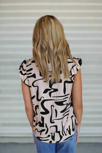 Abstract Ruffled Top
