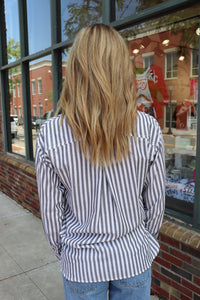 Rita Striped Button Up - Black