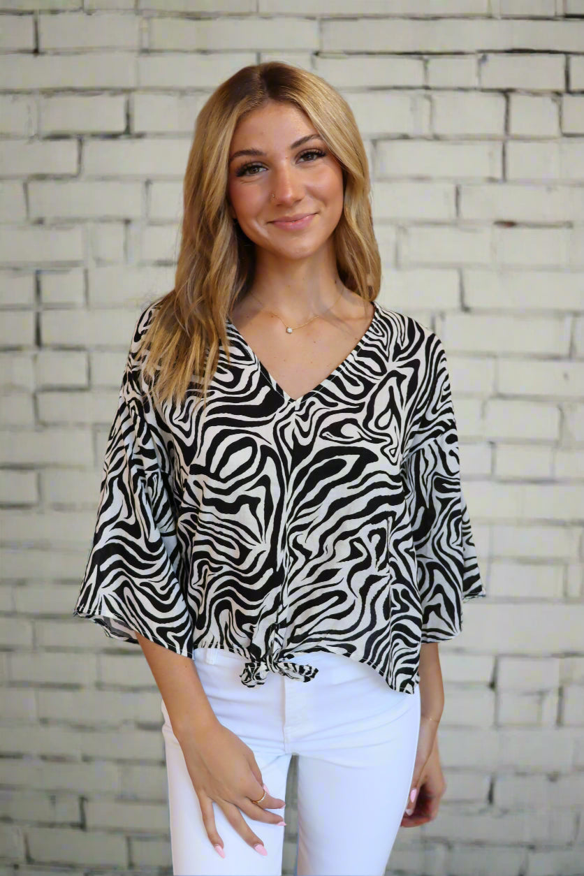 Wavy Front Tie Top