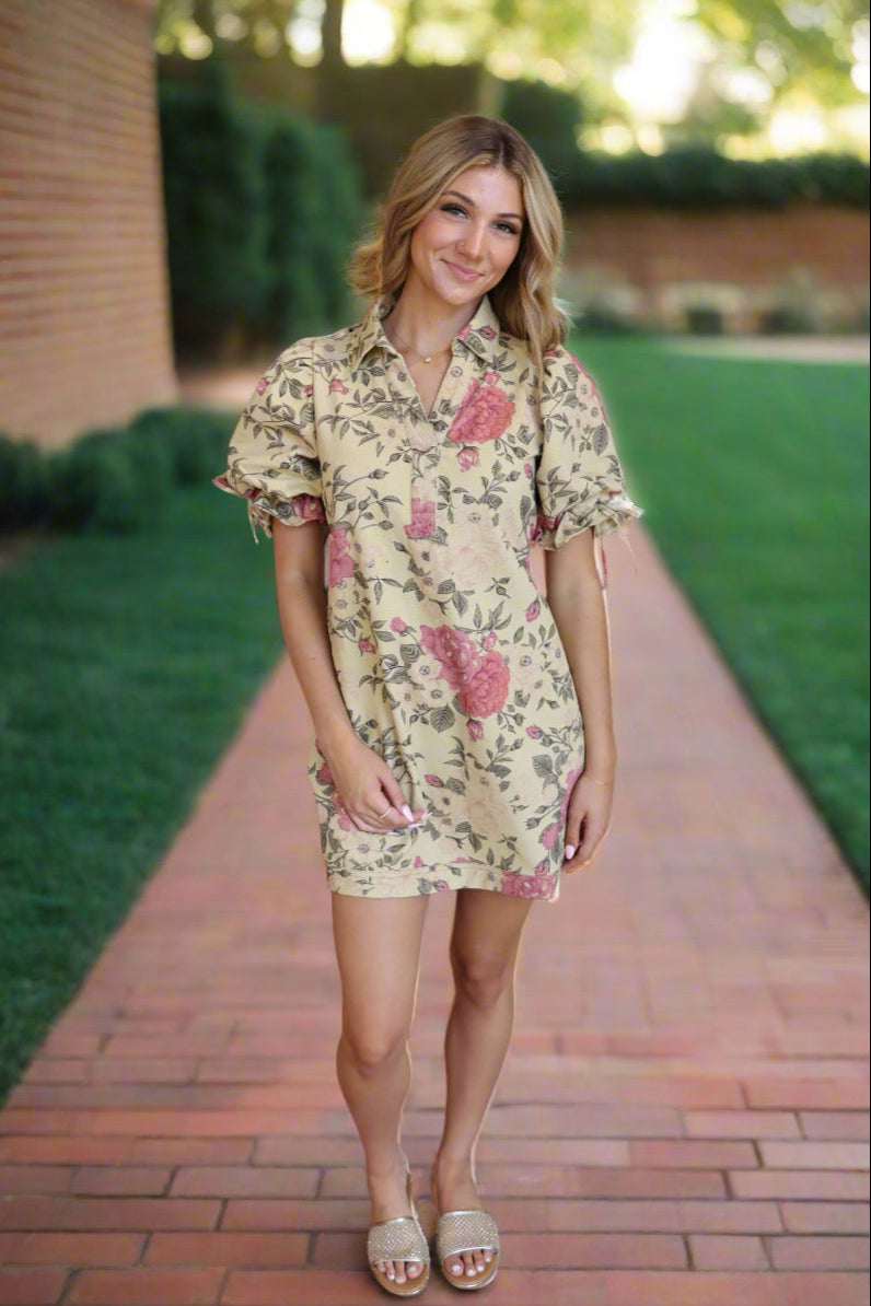 Floral Tan Dress