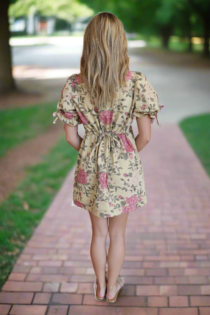 Floral Tan Dress