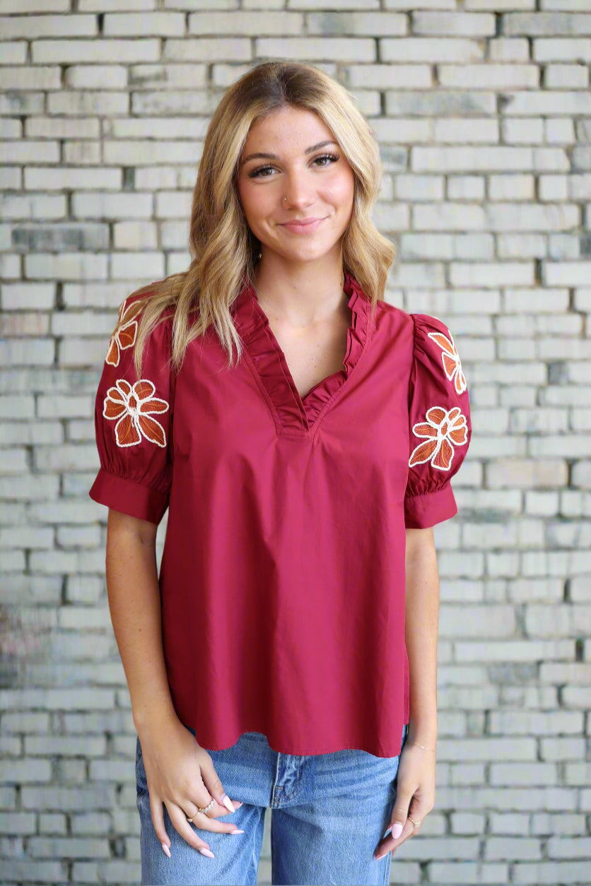 Ginny Top-Burgundy