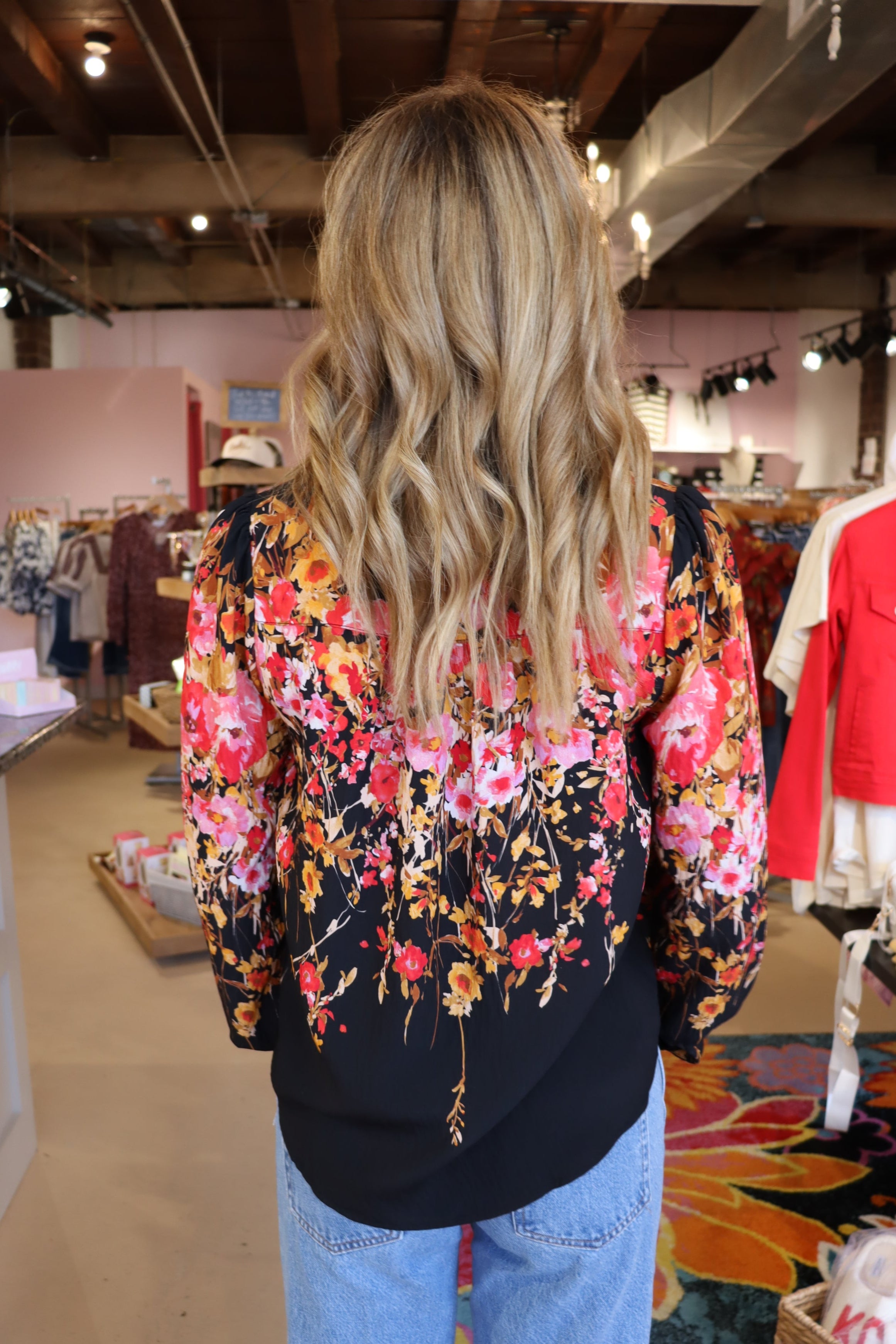 Mackinac City Top - Black Floral