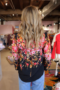 Mackinac City Top - Black Floral