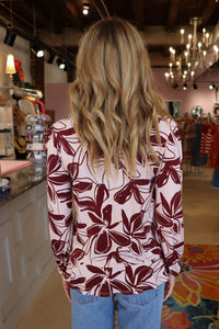 Up and Up Top - Taupe & Burgundy