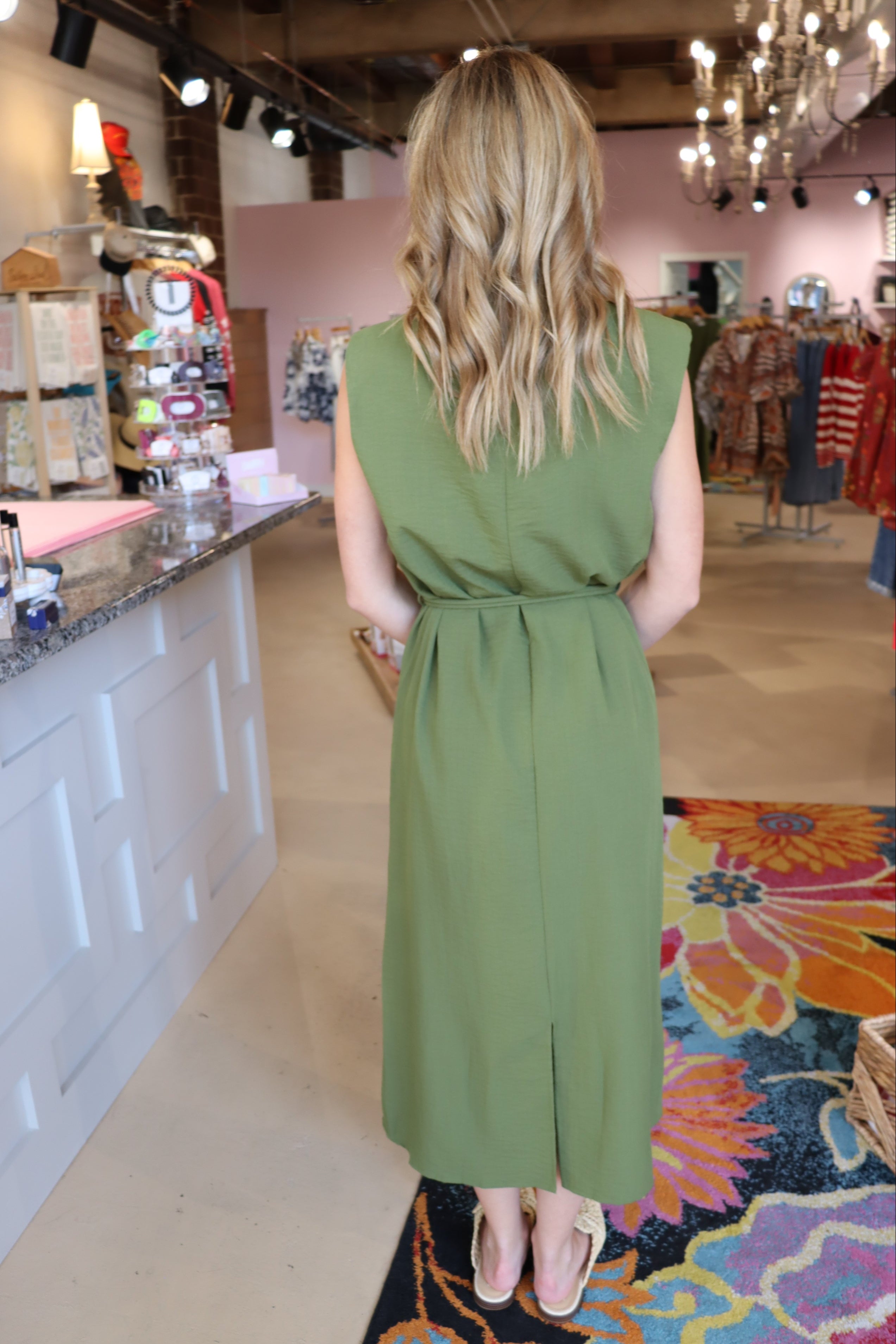 Olive Belted Dress