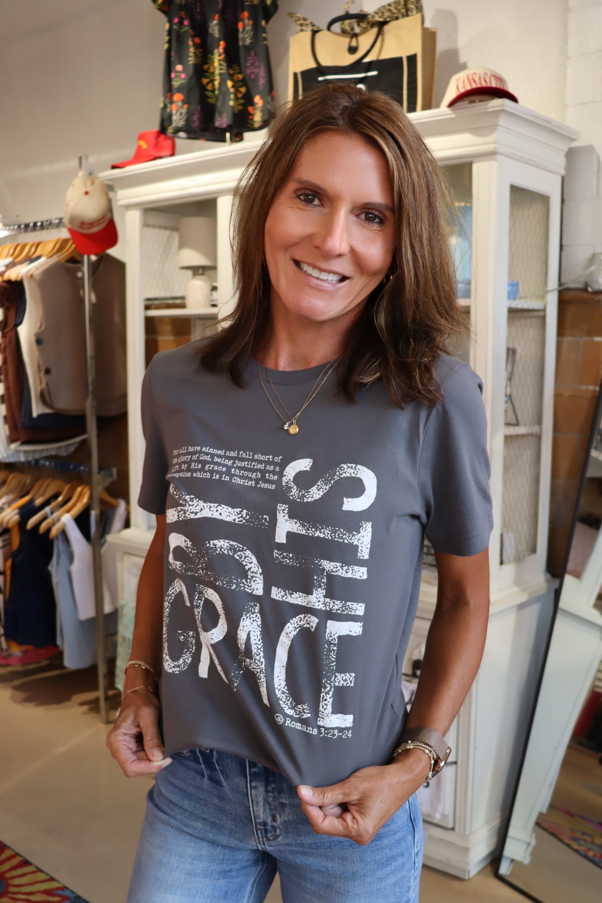 By His Grace Charcoal Tee