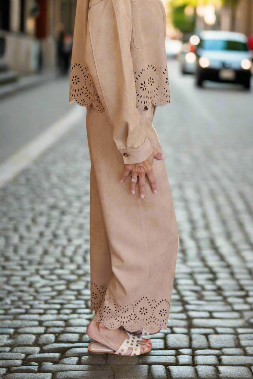 Camel Laser Cut Pants