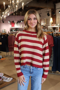 Bay City Sweater - Wine/Taupe