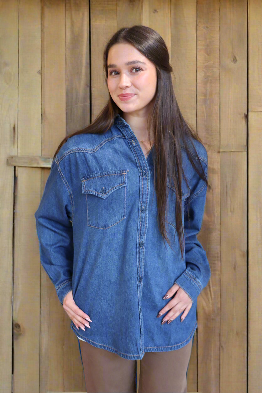 Western Yoke Style Shirt - Denim