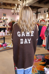 Game Day Cardigan - Brown/Ivory
