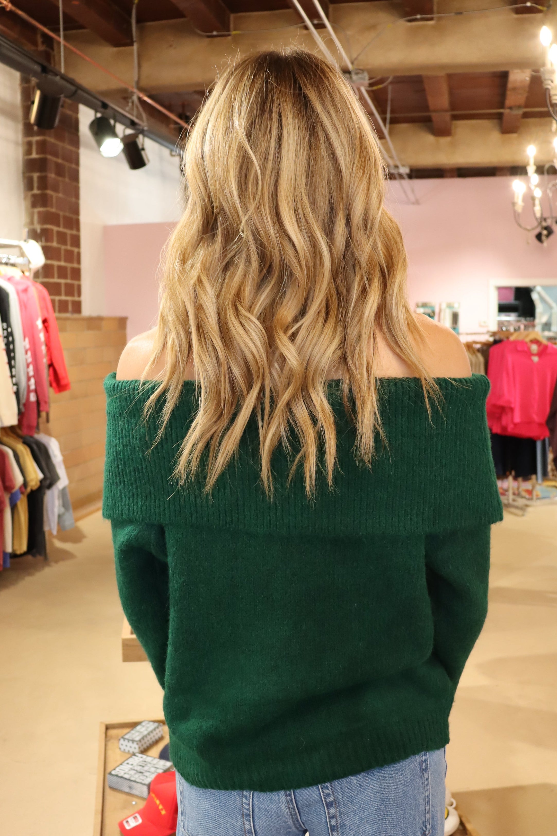 Shoulder Slide Sweater - H Green