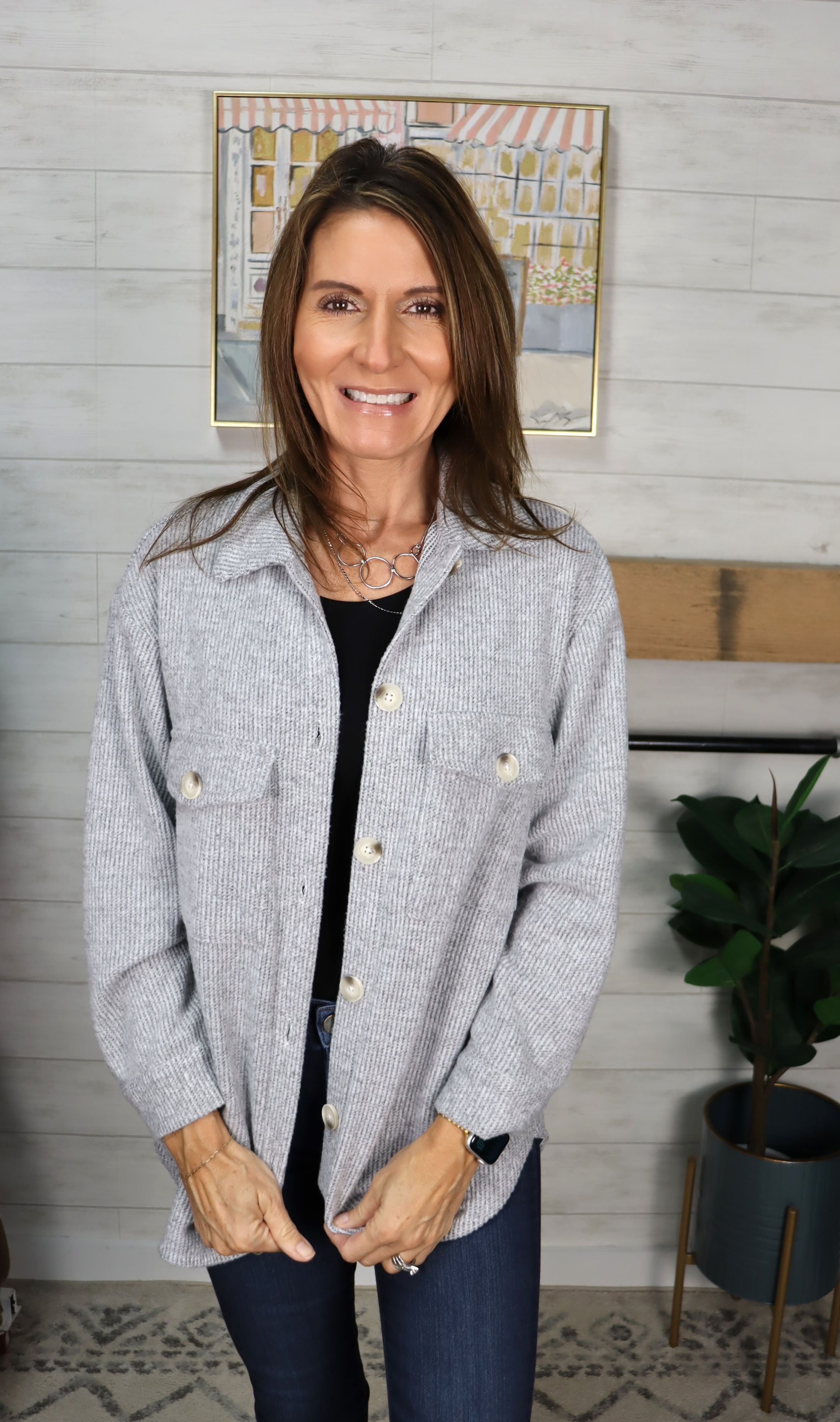 Quincy Shacket - Heather Gray