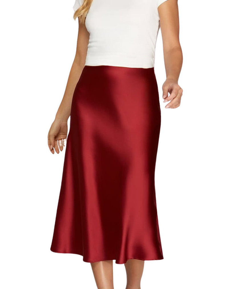 Aurelia Red Satin Skirt