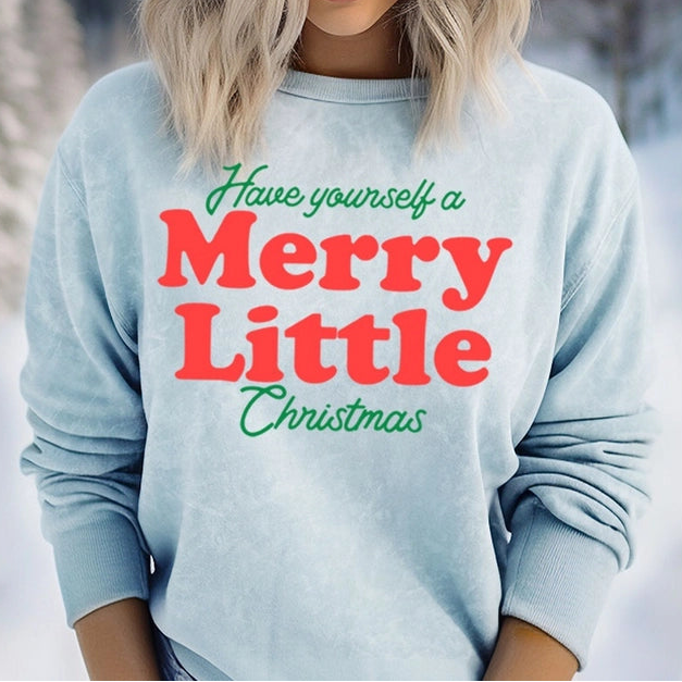 Merry Little Christmas Sweatshirt - Mineral Lt. Blue