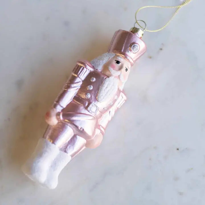 Blushing Nutcracker Ornament - Pink