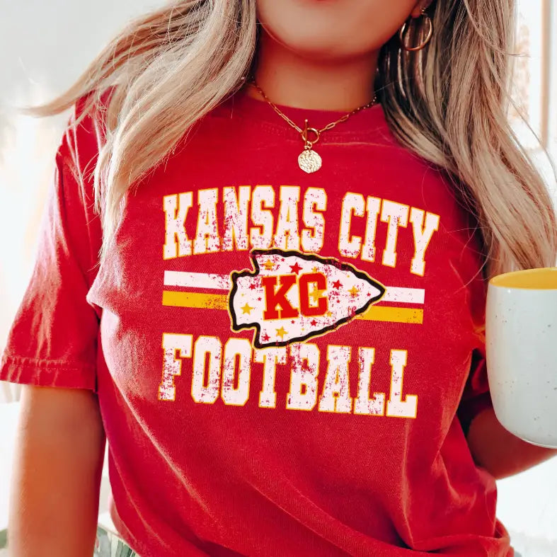Distressed KC Football Tee