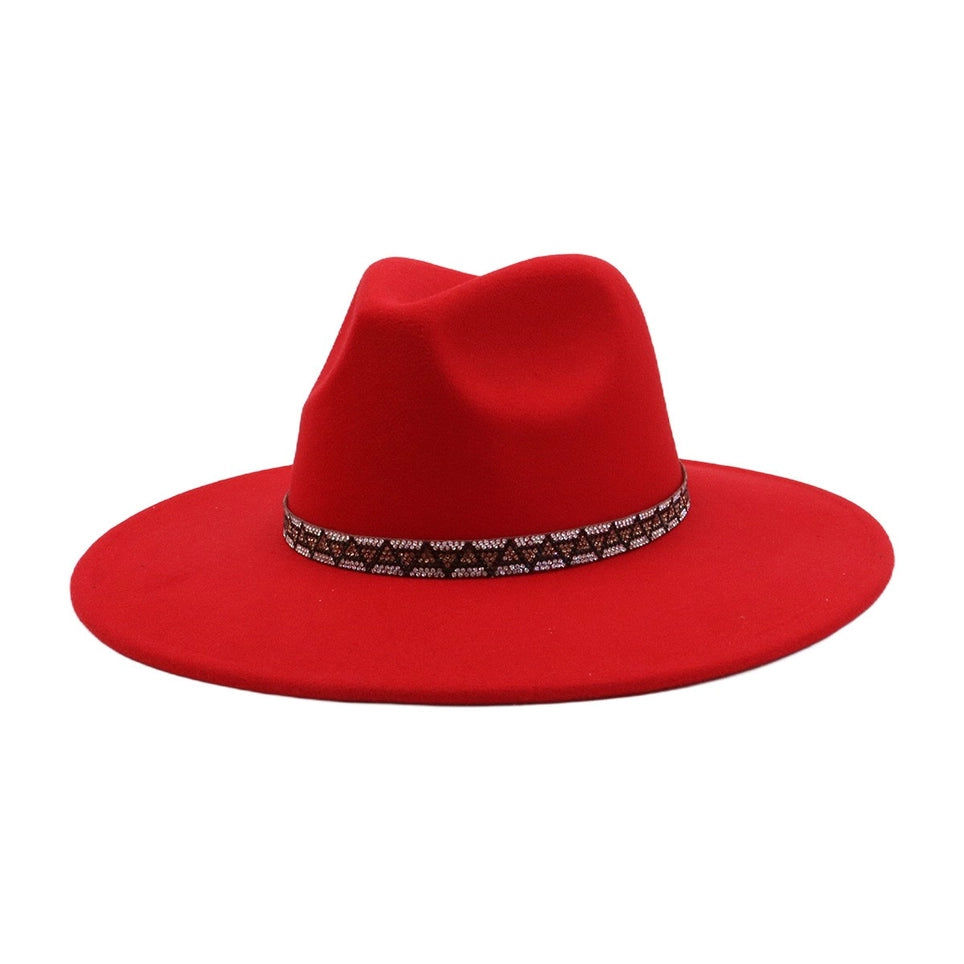 Wide Brim Wool Blend Fedora Hat