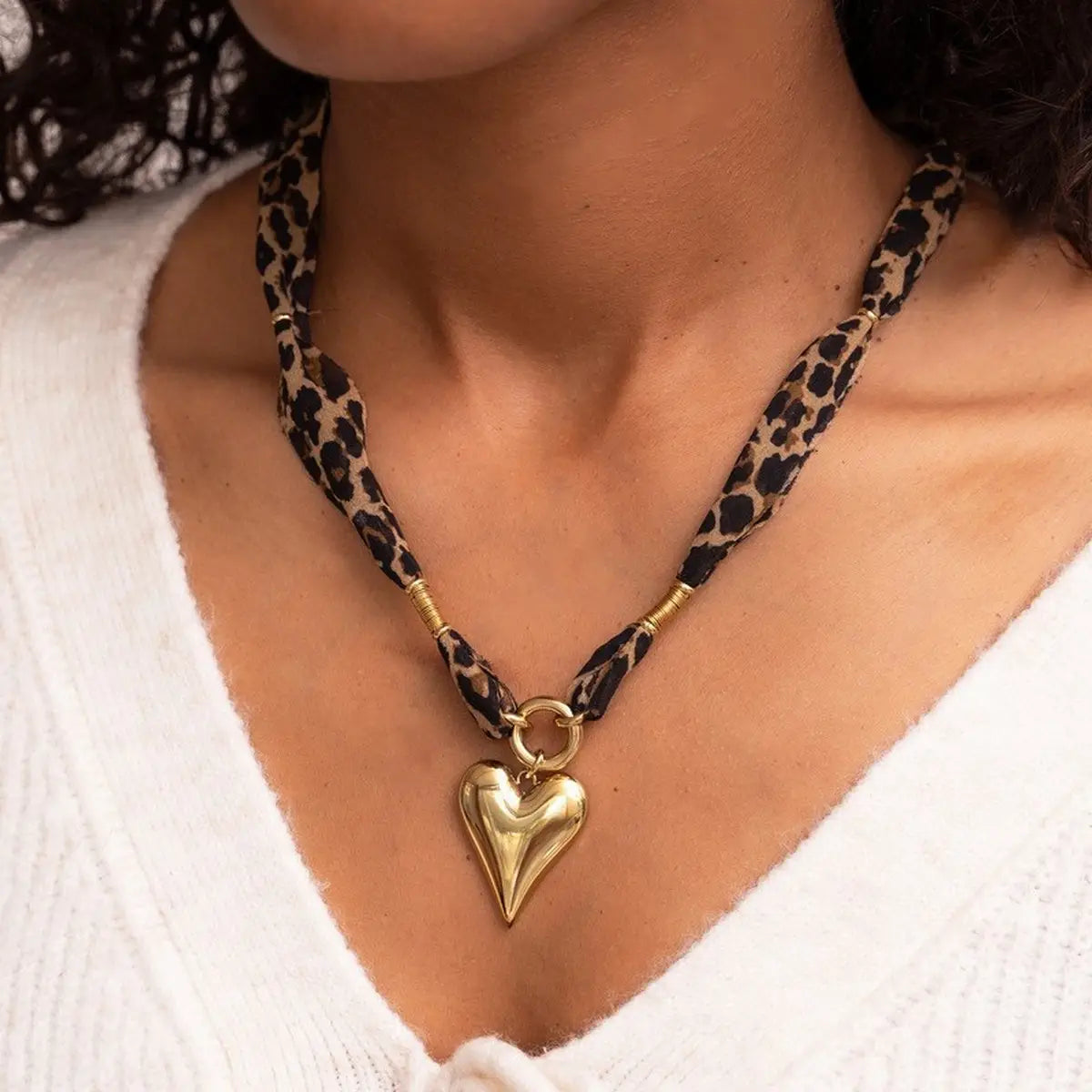 Leopard Print Heart Necklace