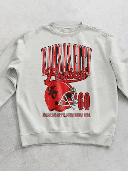 90's KC Football Sweatshirt - Grey/Red