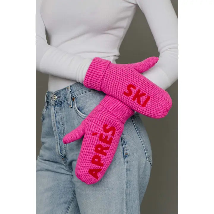 Pink Ski Knit Mittens