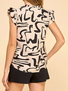 Abstract Ruffled Top