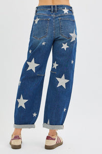 Risen Barrel Leg Star Jeans