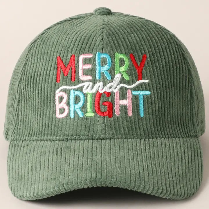 Merry and Bright Corduroy Hat-Green