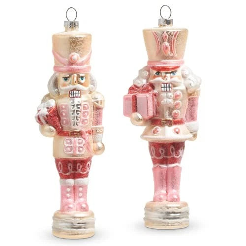 Nutcracker Glittered Ornament - Pink