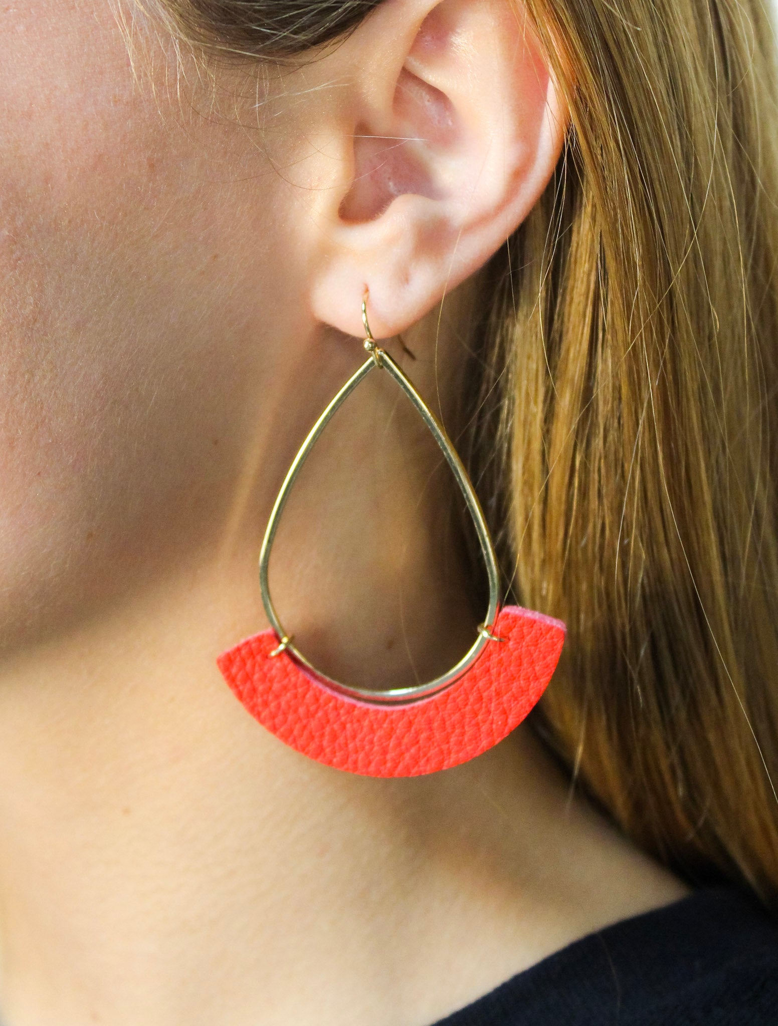 Faux Leather Teardrop Earring